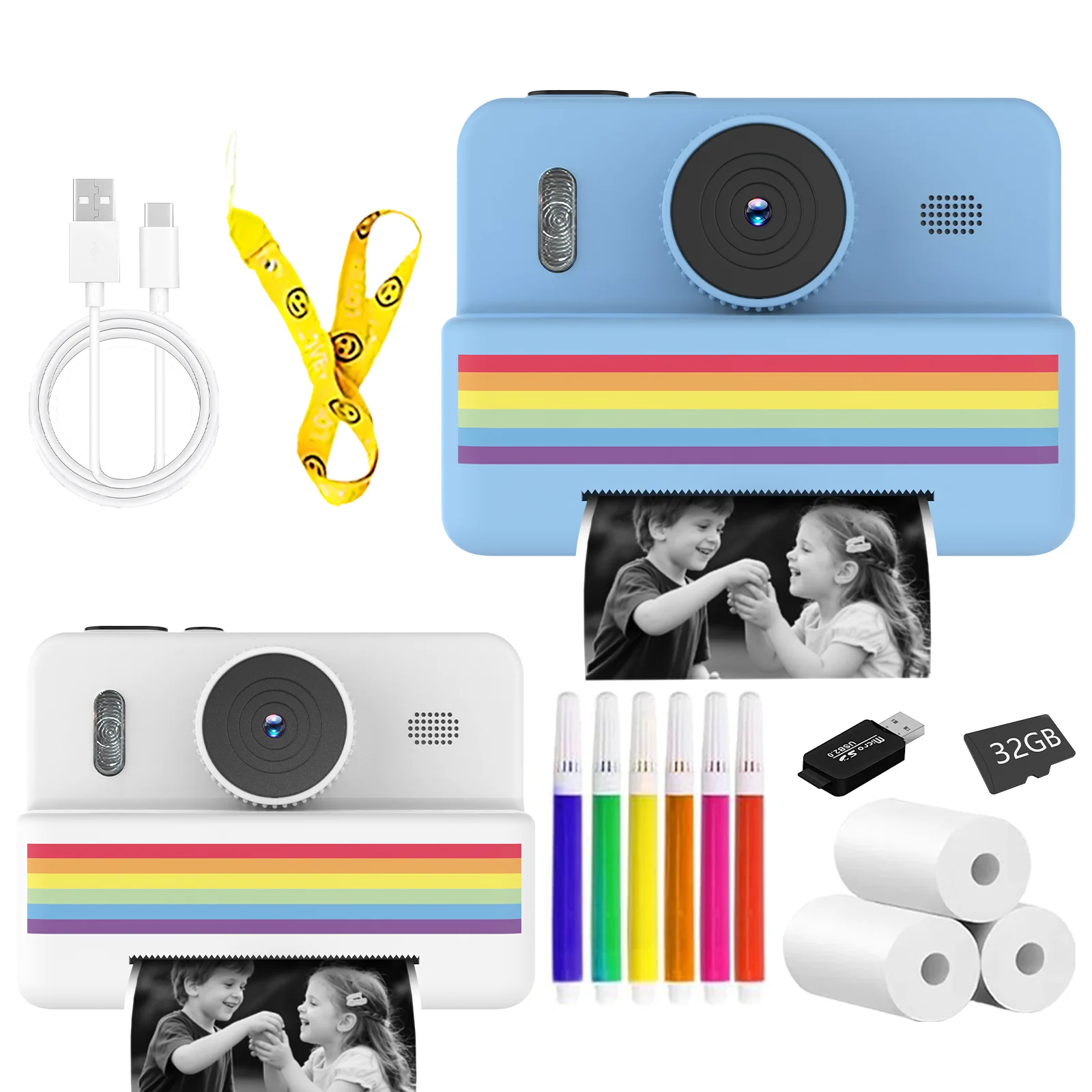 Kids Digital Camera With Instant Print Mini Printer 2.8inch Portable Thermal Photo Print Camera For Children With Video Function