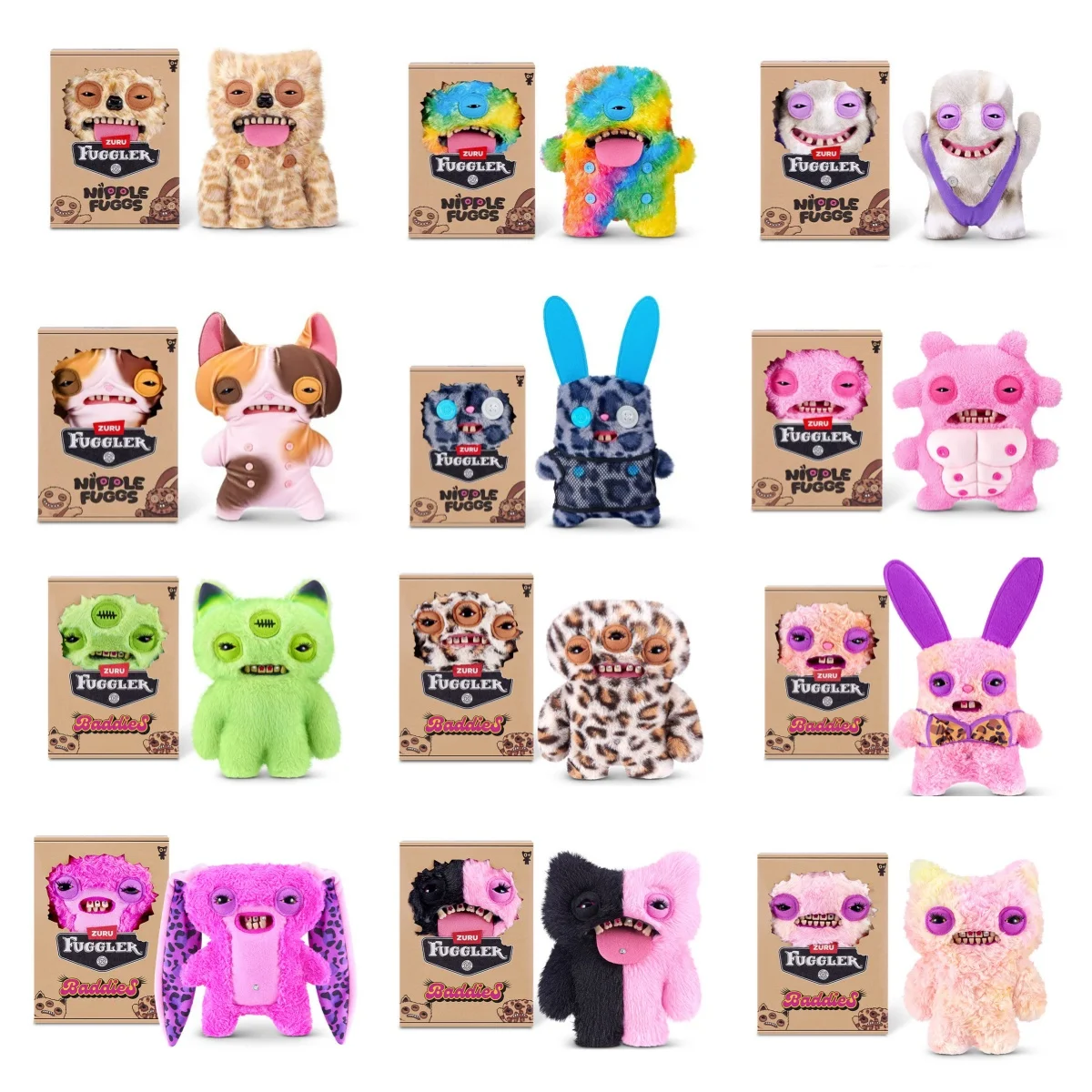 

Fuggler Original Plush Doll New FUGGS Baddies Nipples Ugly Tooth Monster Stuffed Toy 20-22cm Collectible Soft Plushies With box