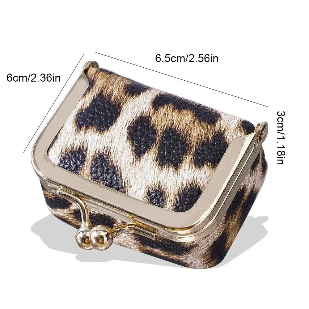 Einfache Geldbörse mit Leopardenmuster und Klickverschluss, quadratisch, aus PU-Leder, Schmucktasche, Mini-Geldbörse, Tasche für kleine Gegenstände, Schlüssel, Lippenstifte – Detail 1