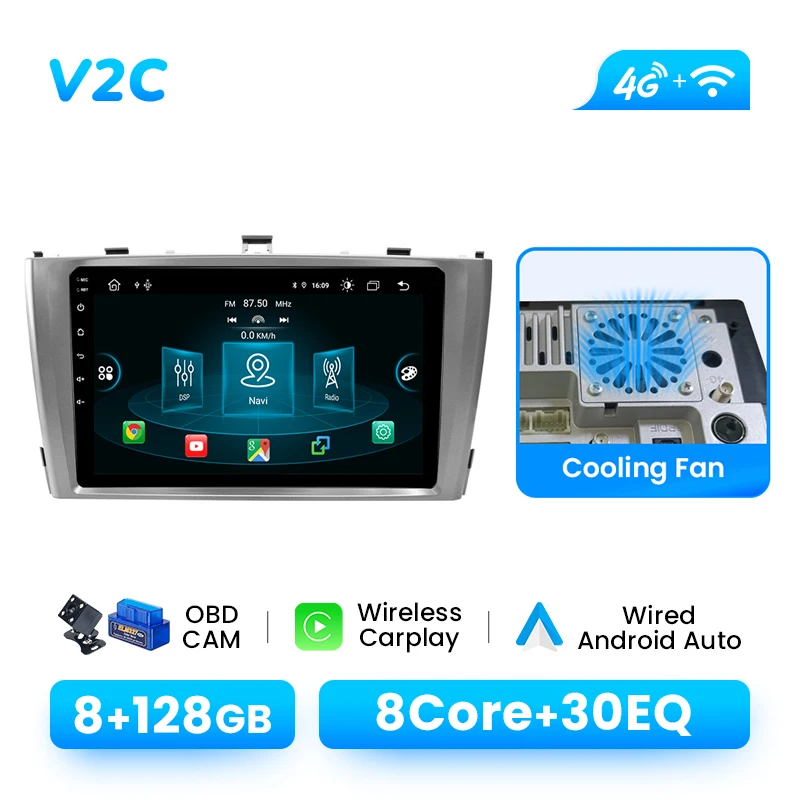 Autoradio Speler Voor Toyota Avensis 2009-2015 Android 14 8GB 128GB GPS Navigatie Draadloze Carplay DSP AI Voice Audio Multimedia