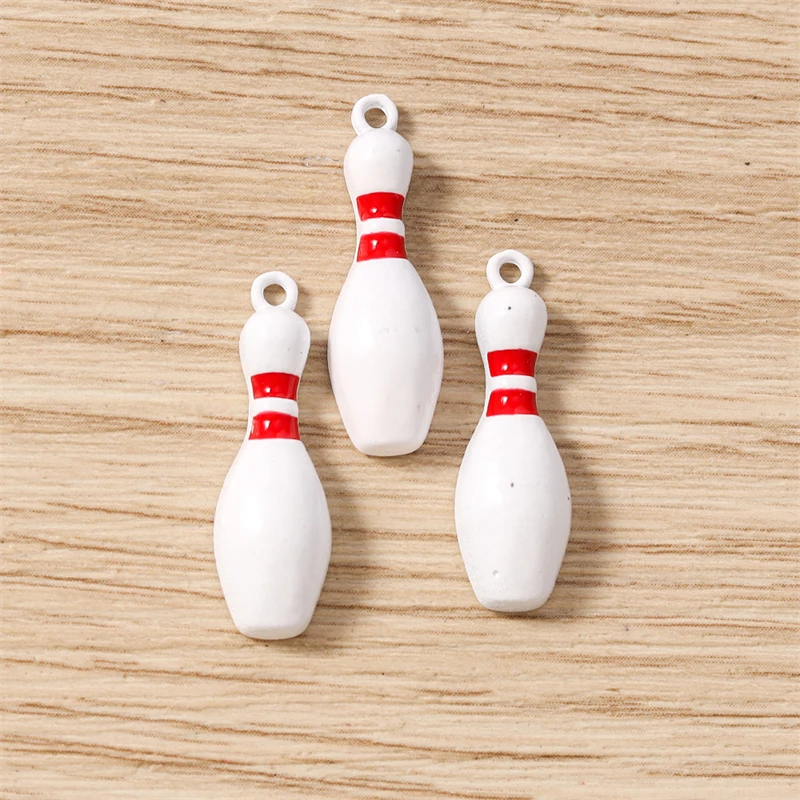 10 Stück 8x25mm lustige Emaille Sport Bowling Charms Anhänger für Schmuckherstellung Halsketten Ohrringe Armbänder DIY Bastelzubehör – Detail 4