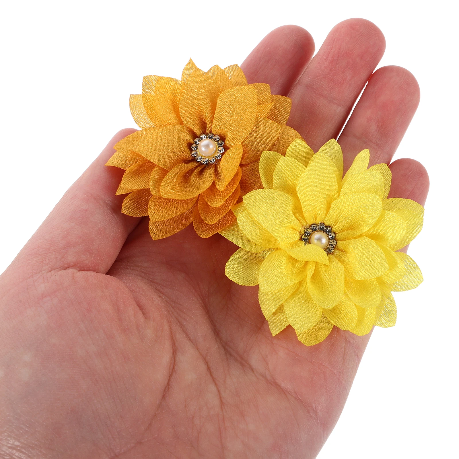 

20pcs Pet Collar Decorative Flowers Dog Accessories Charms Fabric Rhinestone Pearl Floral Design Comfortable Lightweight