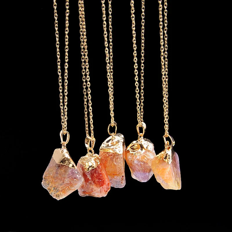 Onregelmatige Amethist Edelsteen Ketting Healing Crystal Chakra Steen Vrouwen Verjaardagscadeau Citrien Edelsteen Ketting Healing Crystal