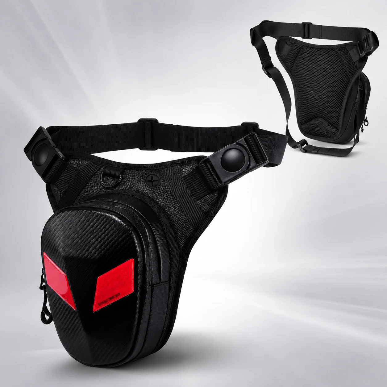 ALBERS Motorcycle Thigh Bag Men Women Reflective Expandable Leg Waist Pouch Water Resistant Multi Pocket Quick Release Pack