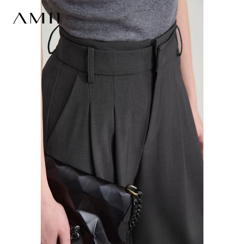AMII Minimalist Summer Pants for Women 2025 Solid Loose High Waist Casual Trousers Lady New Fashion Straight Pants 12542040