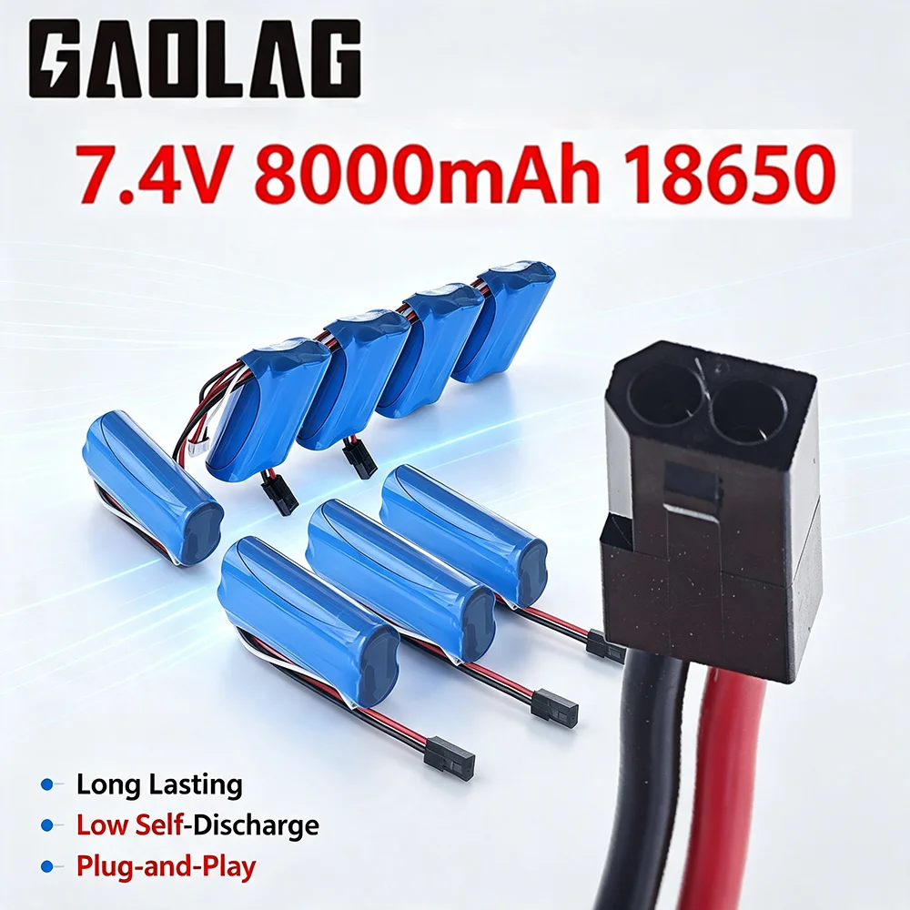 with 5500 Plug Li-ion Battery 7.4V 8000Mah 18650 for MJX T40C F39 F49 T39 BG1518 BG1513 BG1515 BG1507 BG1506 RC Toys Cars Boats