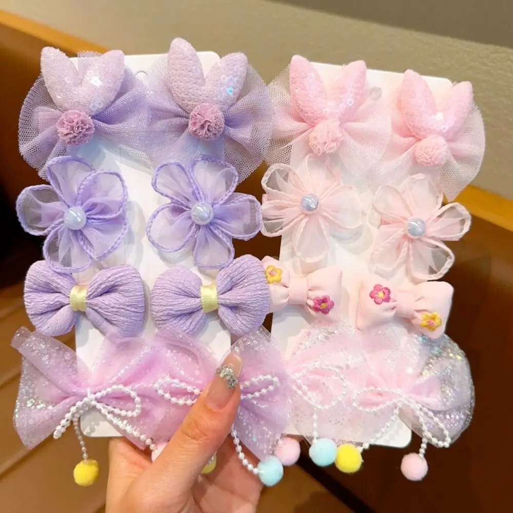 Japanese Kawaii Cute Barrettes Set Candy Color Duckbill Clip Bow BB Clip Korean Style Hairpin Flower Hair Clip Hair Styling Tool