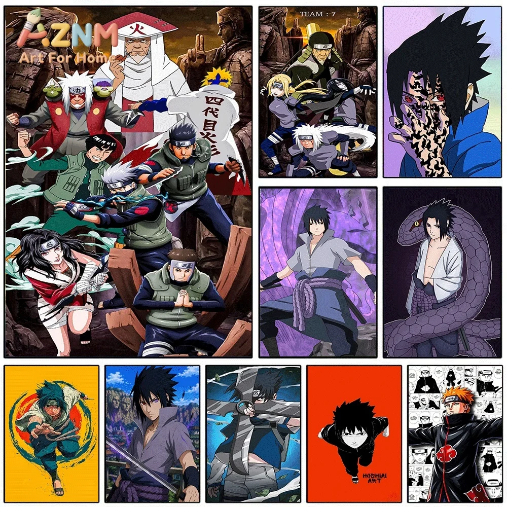 Naruto Hokage And Shinobi Warriors Group Anime Canvas Wall Art Print Poster Unframed Canvas Painting Home Bedroom Living Room