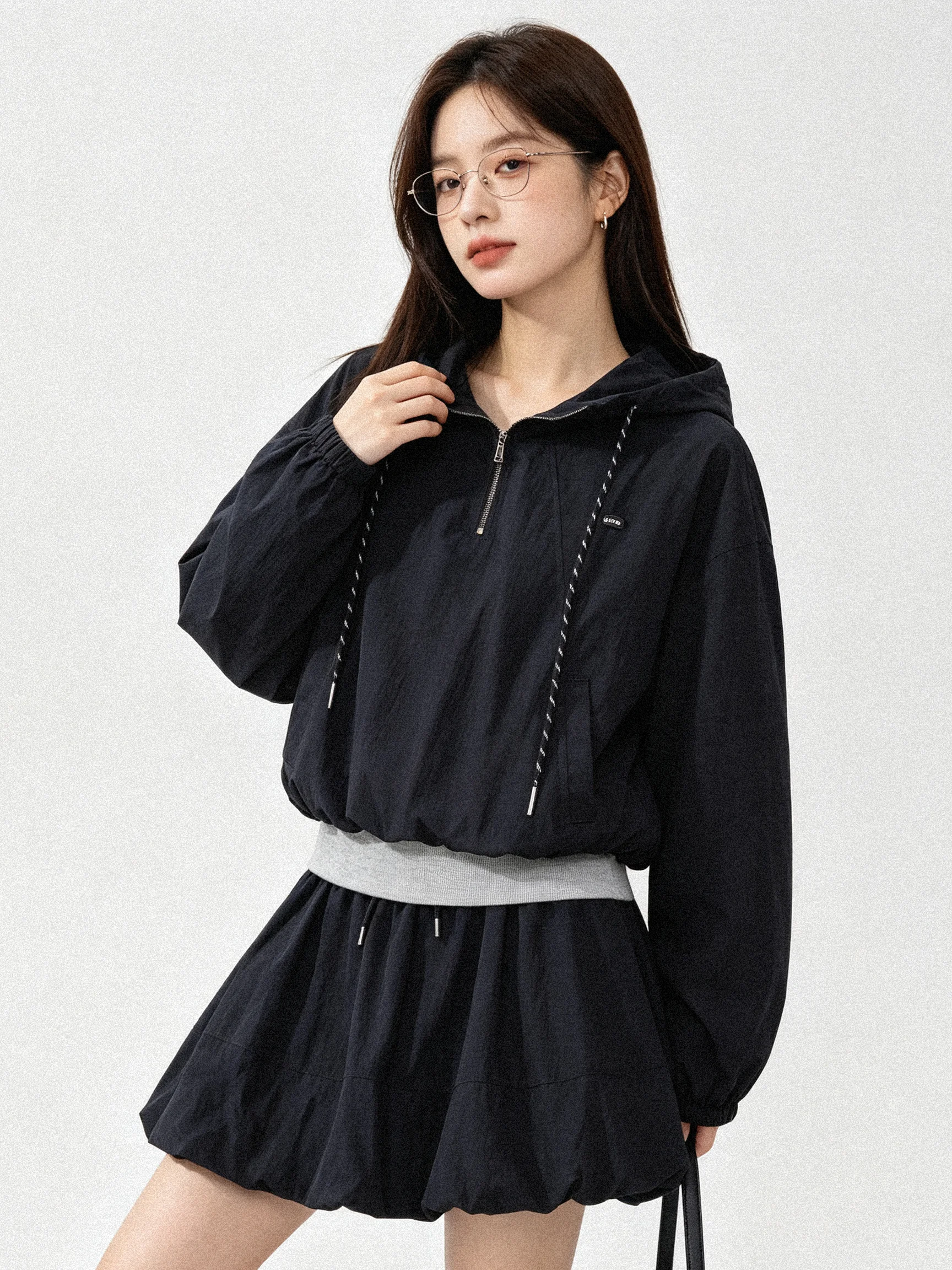 Casual Style Commute Age-Defying High Waist Color Block Set Vintage Early Autumn Short Skirt Breathable Midweight No 