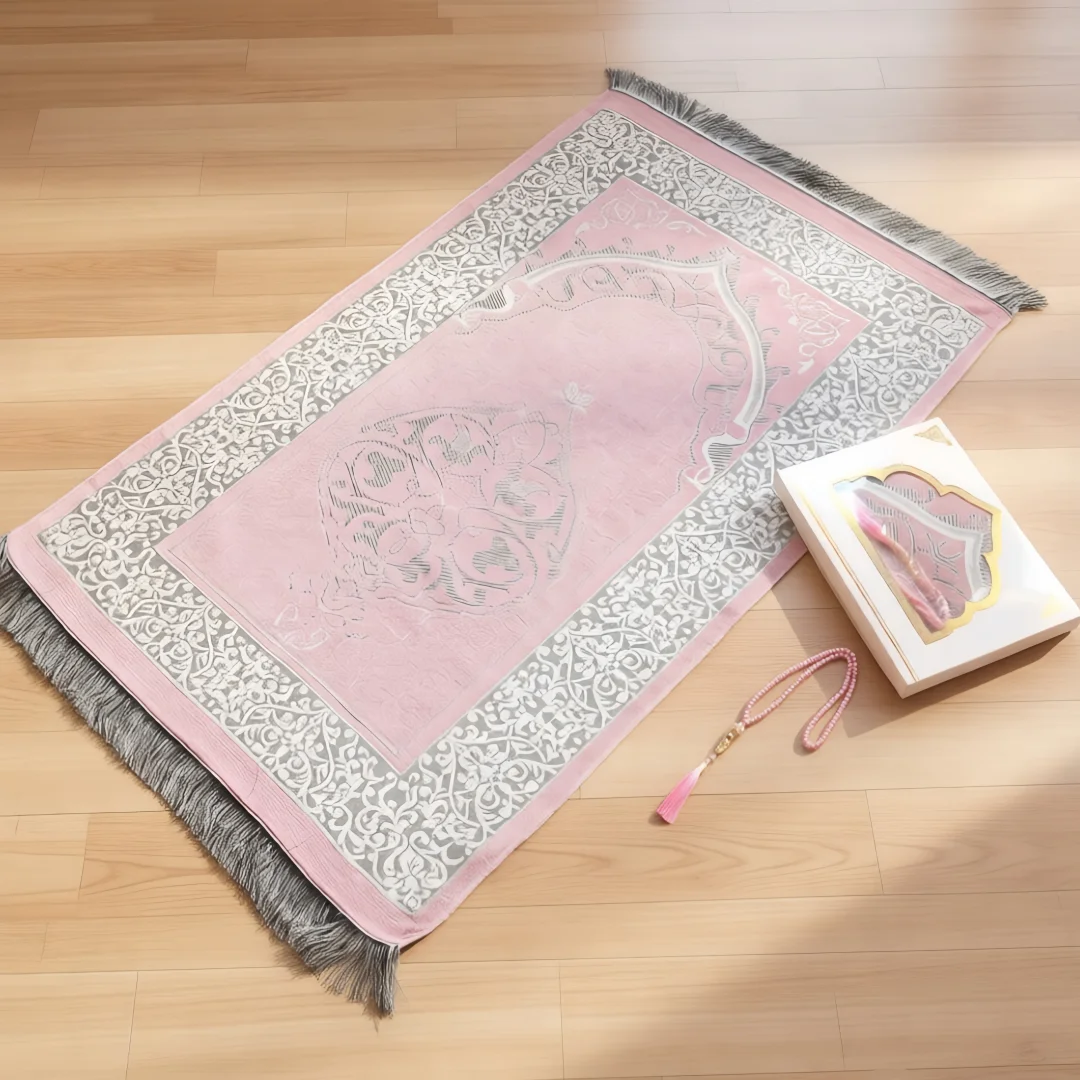 Camping Outdoor Or Indoor - Muslim Prayer Rug with Tasbih Beads