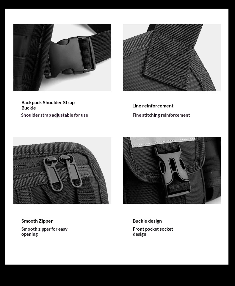 Homefish Reflektierende Hip-Hop-Streetwear-Taktische Brusttasche, verschleißfest, mit mehreren Taschen, Brustwestentasche für Studenten – Detail 7