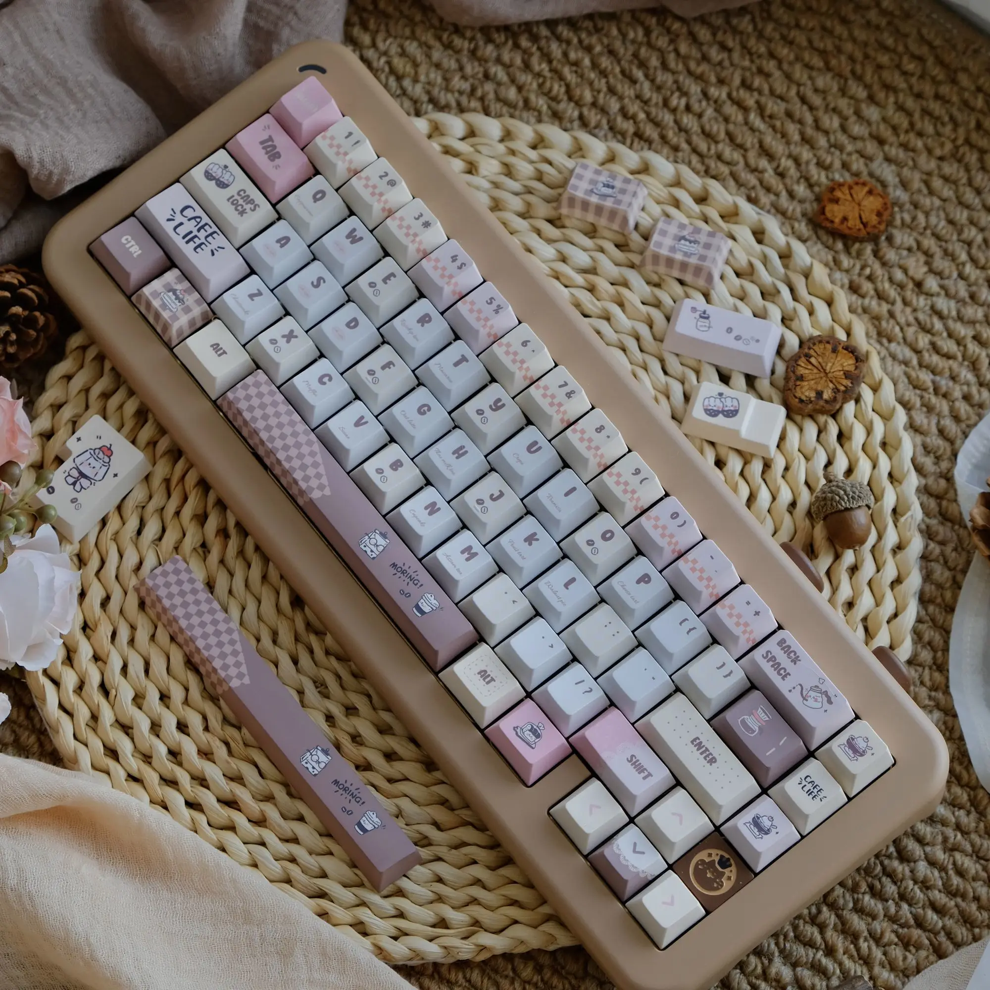 

Original afternoon tea time keycap pbt material original height 1.7 wall thickness mechanical keyboard cap