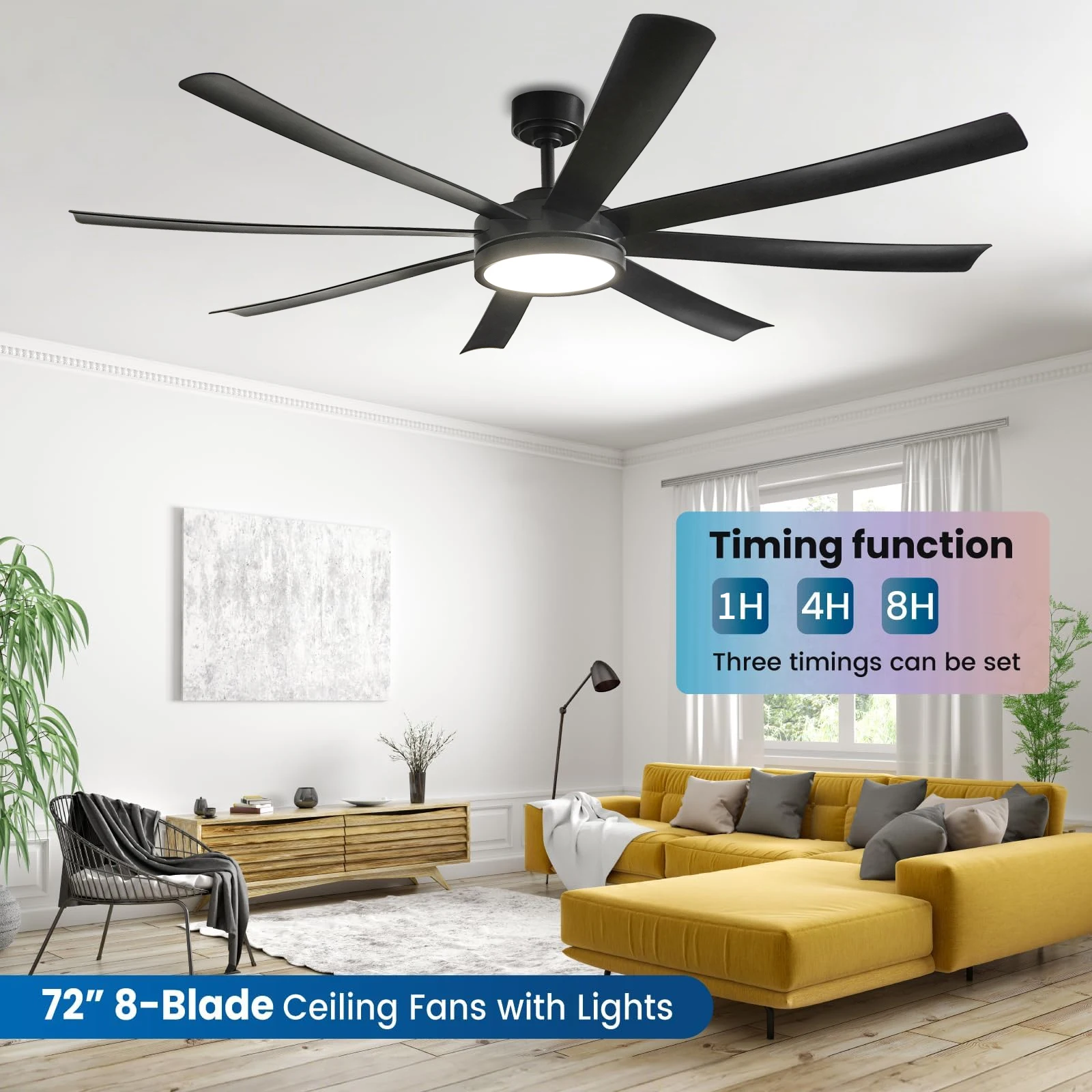 Nordic living room fan lamp large size variable frequency restaurant ceiling fan lamp simple modern high wind hall fan lamp