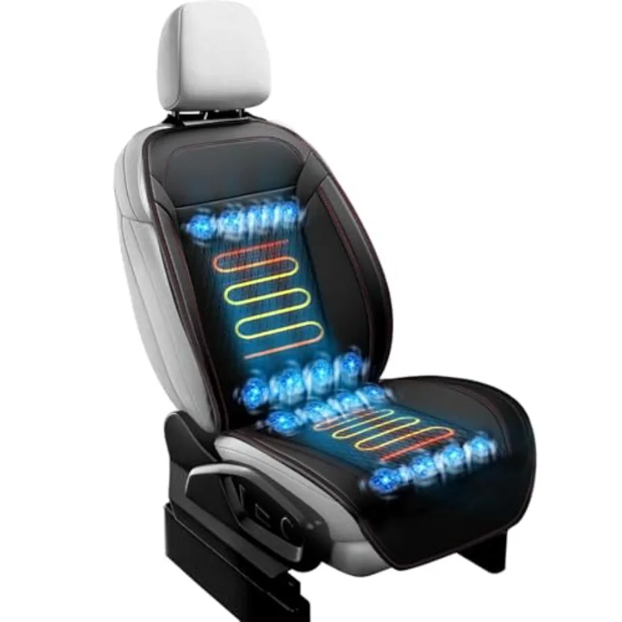 Front seat cooling car seat cover with 16 fans breathable mesh fabric black upgraded 3-in-1 cooling/massage/warming function ad