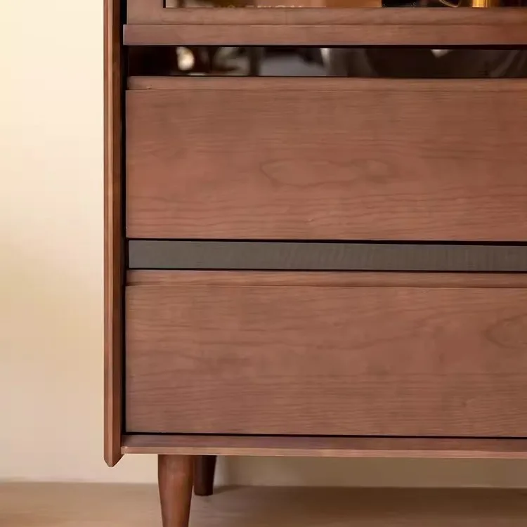 خزانة جانبية للأريكة من الخشب الصلب، خزانة غرفة المعيشة، خزانة جانبية للتلفزيون، خزانة كتب على الحائط #5