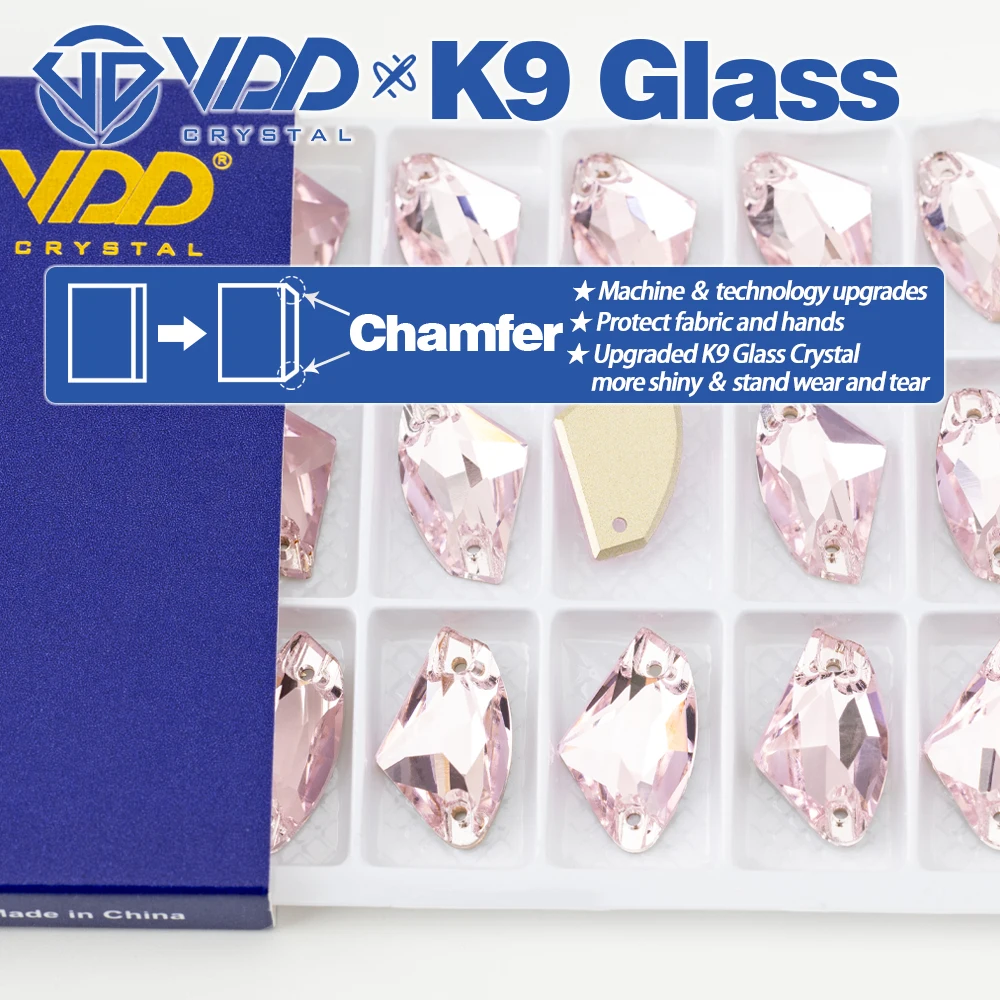 VDD S121 Light Rose Galactic Top Quality K9 Glass Sew On Rhinestones Crystal Flatback Sewing Stones For Clothes Decorations