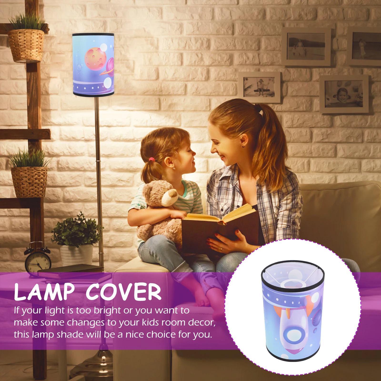 

Cartoon Space Fabric Lampshade For Bedroom Decor Table Floor Lamps Light Shade Cover Simple Elegant Charm Soften Brightness