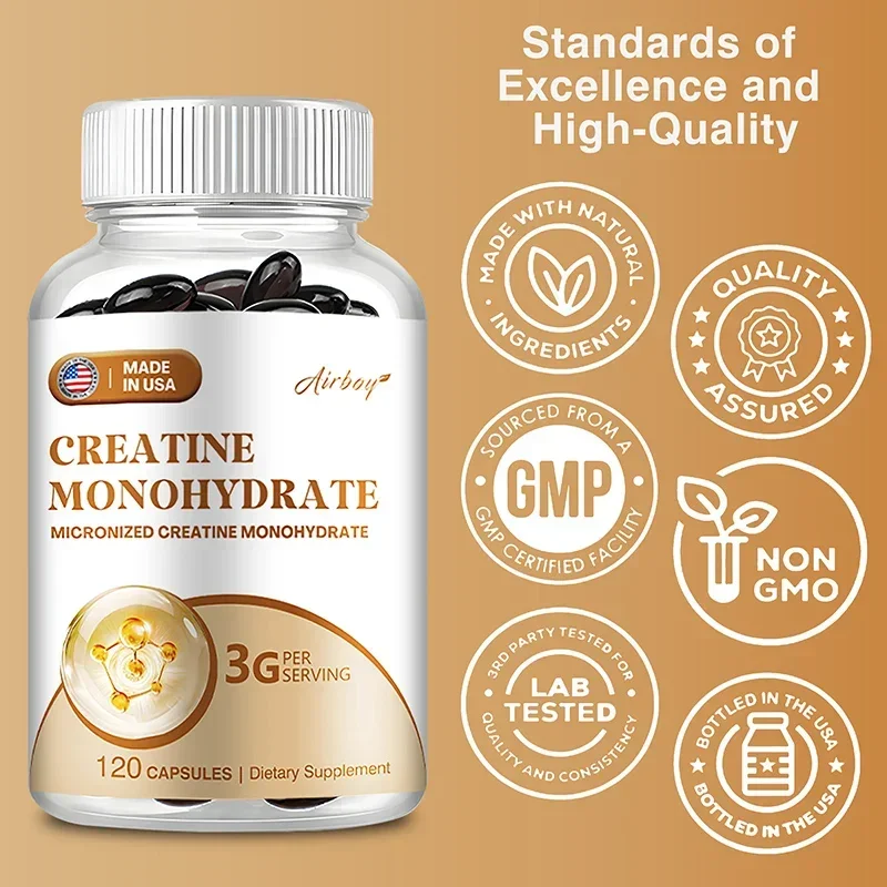 Creatine Monohydrate - Supports Muscle, Energy and Cognitive Function, Increases Lean Muscle Mass - Gluten Free