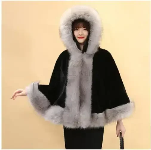 Faux Fur Wedding Party Shawl Winter Warm Bridal Bolero Wedding Coat Wedding Hood Bridal Wrap Party Cape Customized