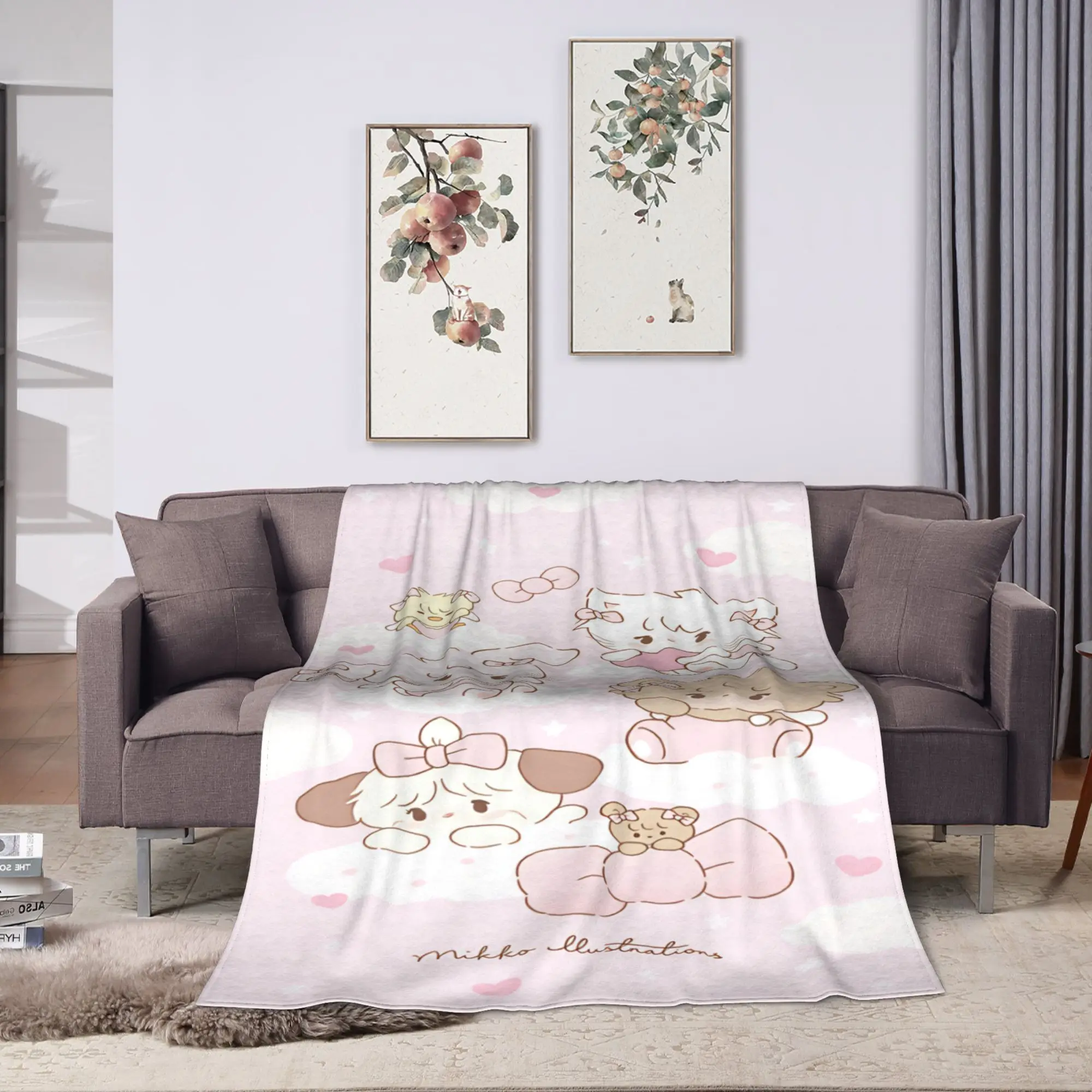 Mikkos Mousses Blanket  Decorative Flannel Throw Blanket For Couch Chair Warm Soft Design Quality Bedspread Birthday Gift