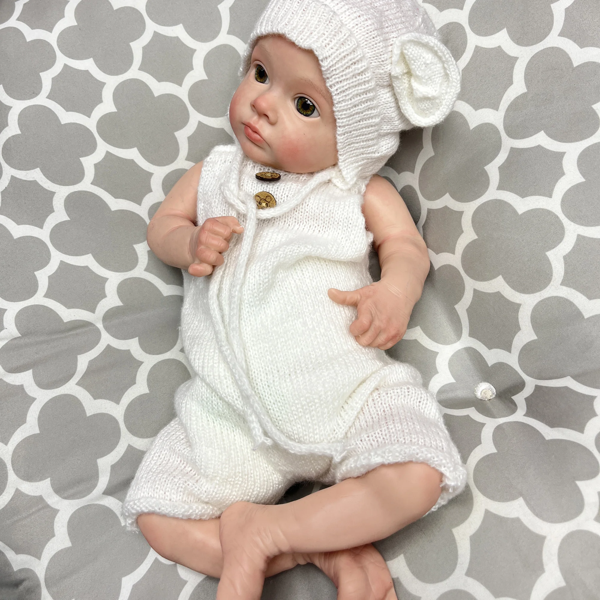 45cm Tutti Solid Silicone Bebe Reborn Girl Genesis Oil Painted Lifelike Newborn Baby Doll Boneca Reborn Corpo De Silicone Doll