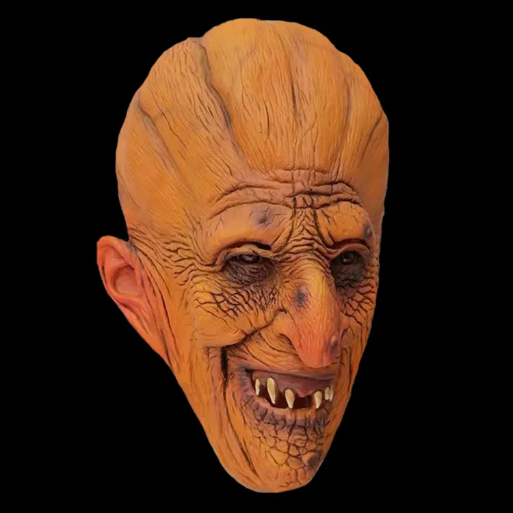 Máscara de cabeza de calabaza realista para Halloween, disfraz de látex de miedo, auriculares para Cosplay, bola divertida, accesorios de fiesta