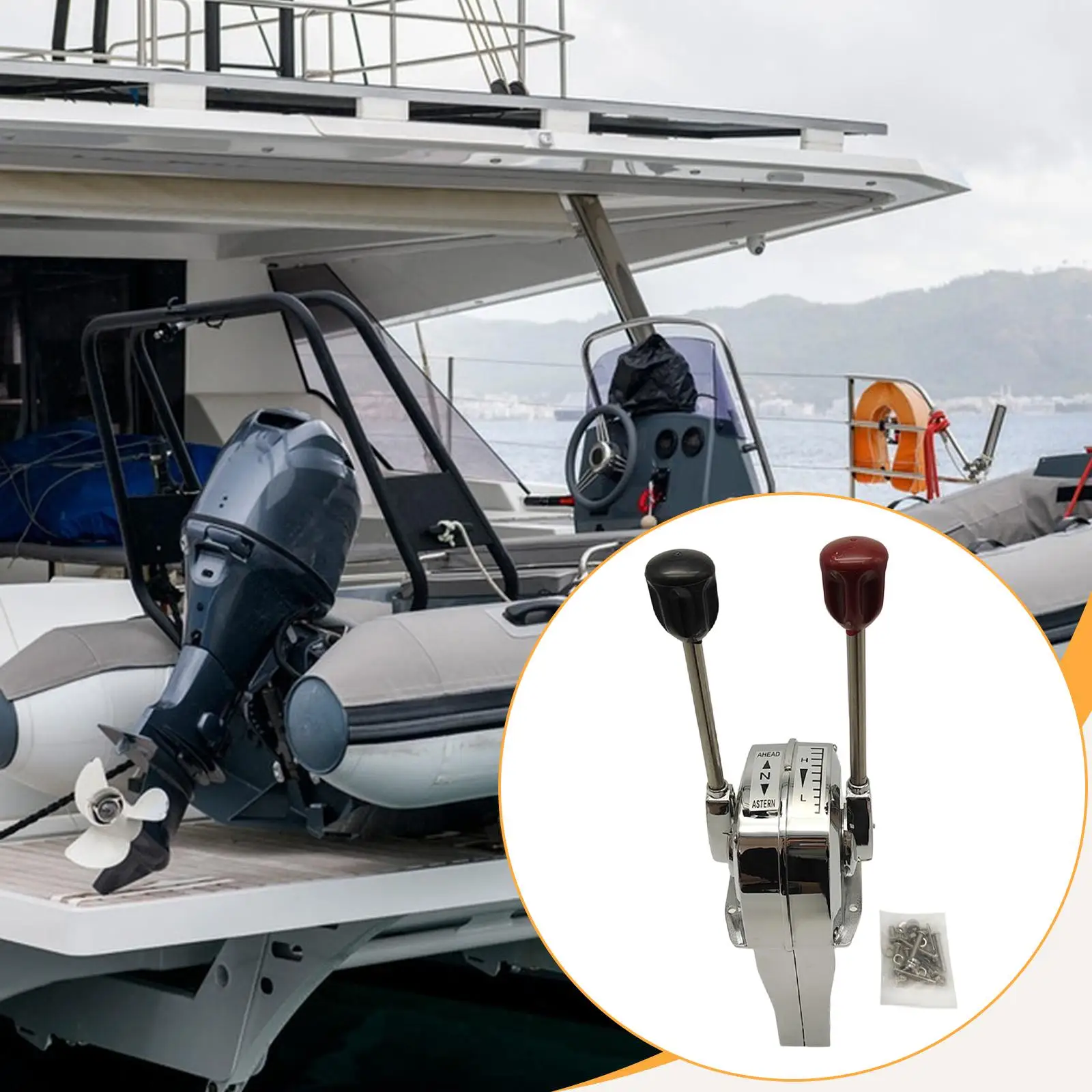

Boat Double Lever Throttle Control Marine Double Handle Controller Direct Replaces Sturdy Durability Accessories Universal