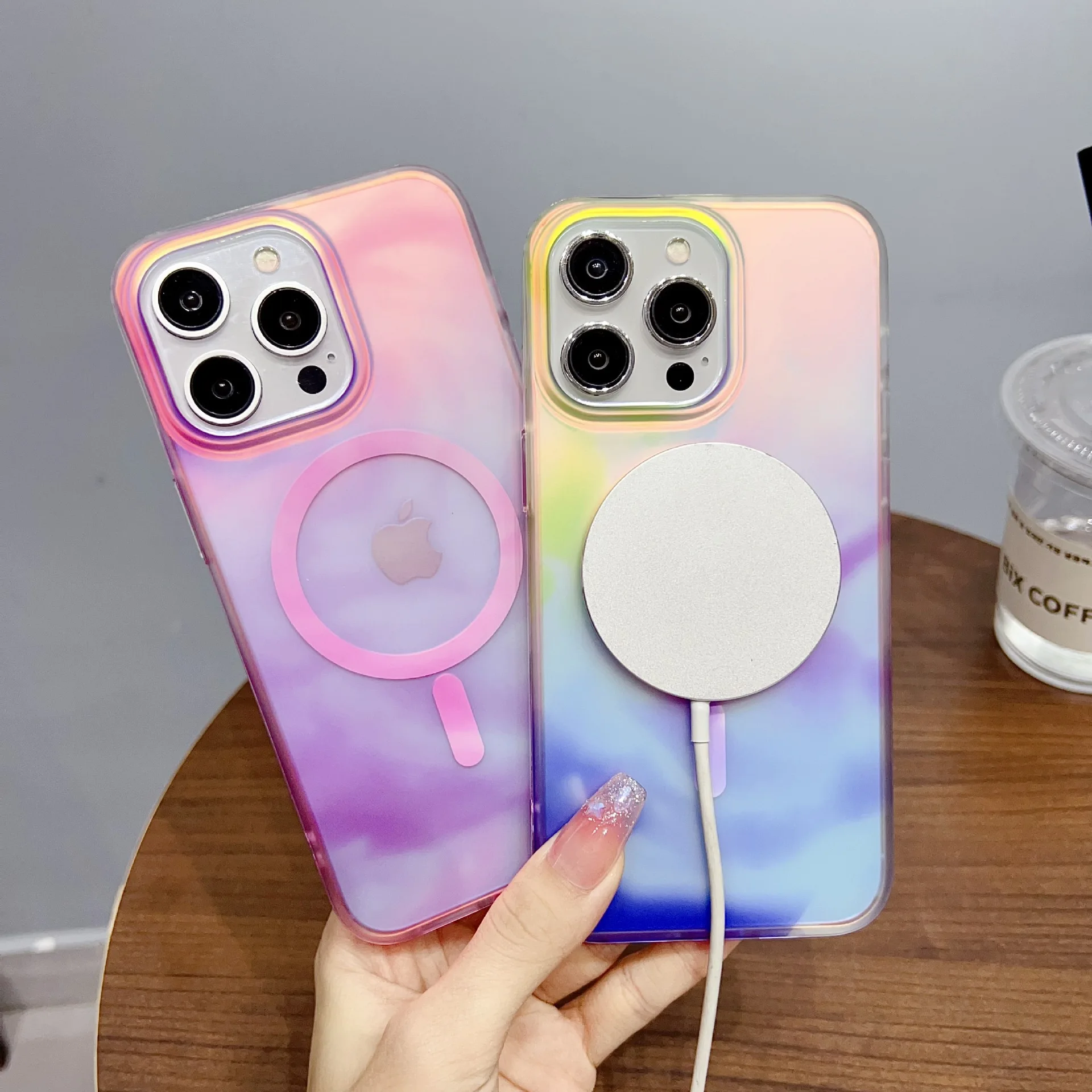 

Ink Clashing Colours Chameleon for Magsafe Lanyard Case for iPhone 16 ProMax 15 14 16 13 Pro Max Magnetic Shockproof Soft Cover