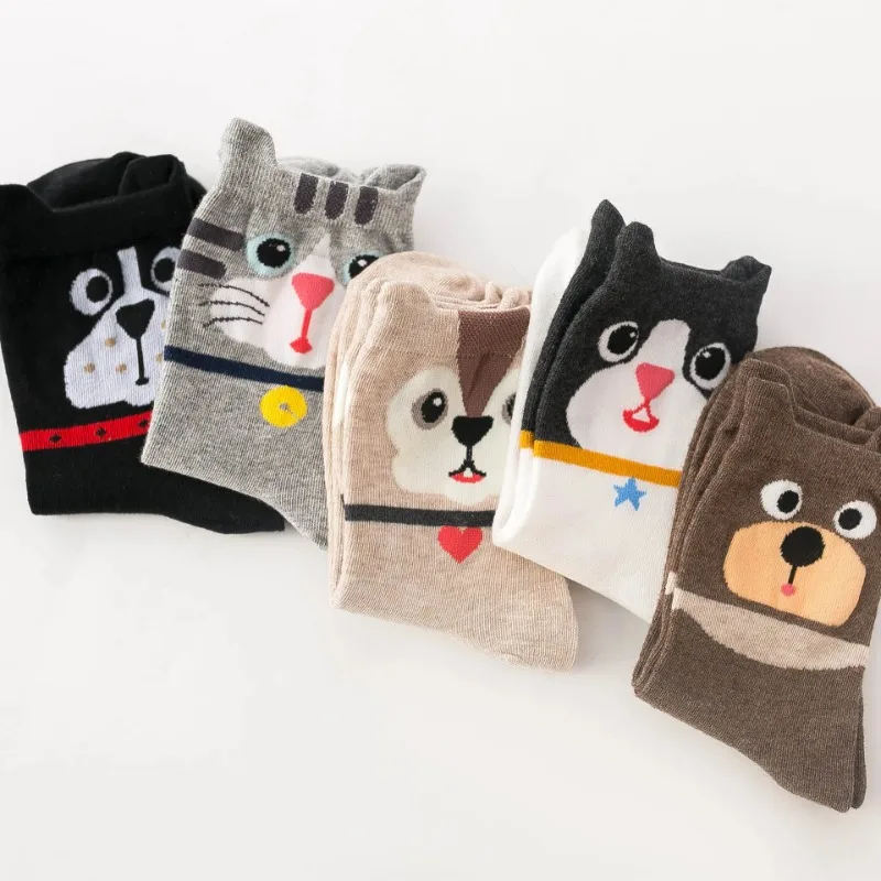 5 Pairs of Women's Socks Cartoon Cat Cute Interesting Personality Soft and Comfortable Christmas Gift Women's Cotton Socks Socks