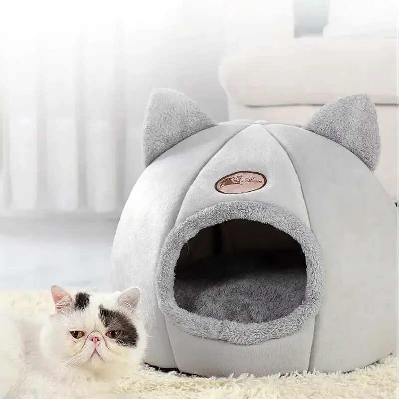 NEW Cat Bed Winter Cold-proof Bed for Cats Warm House for Cats Enclosed Deep Sleep Cat Bed Dog Little Mat Tent Cozy Nest Indoor