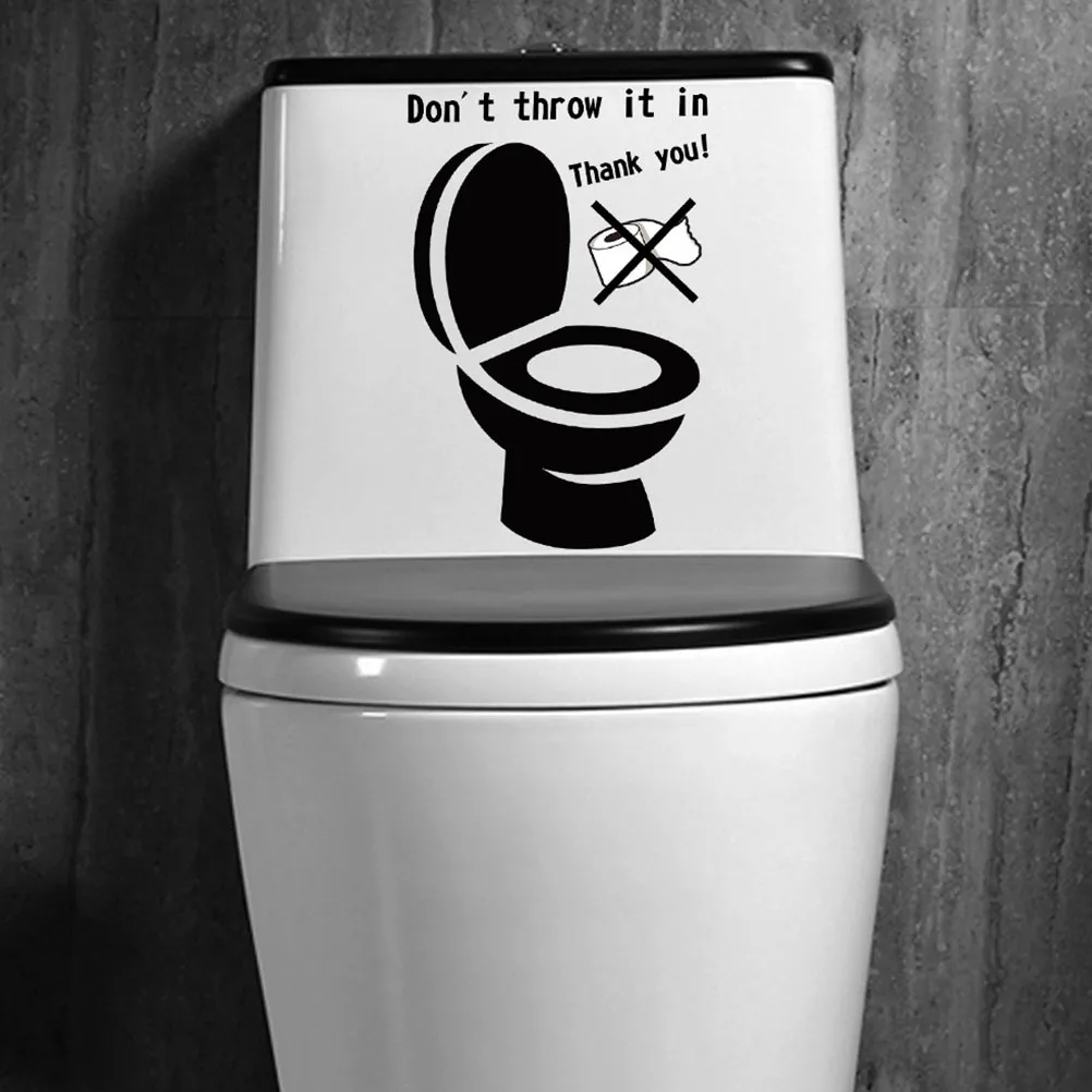 

3pcs Toilet Seat Cover Decal Pvc Bathroom Stickers Removable Wall Art For Lavatory Home Decor Window Surface Decoration