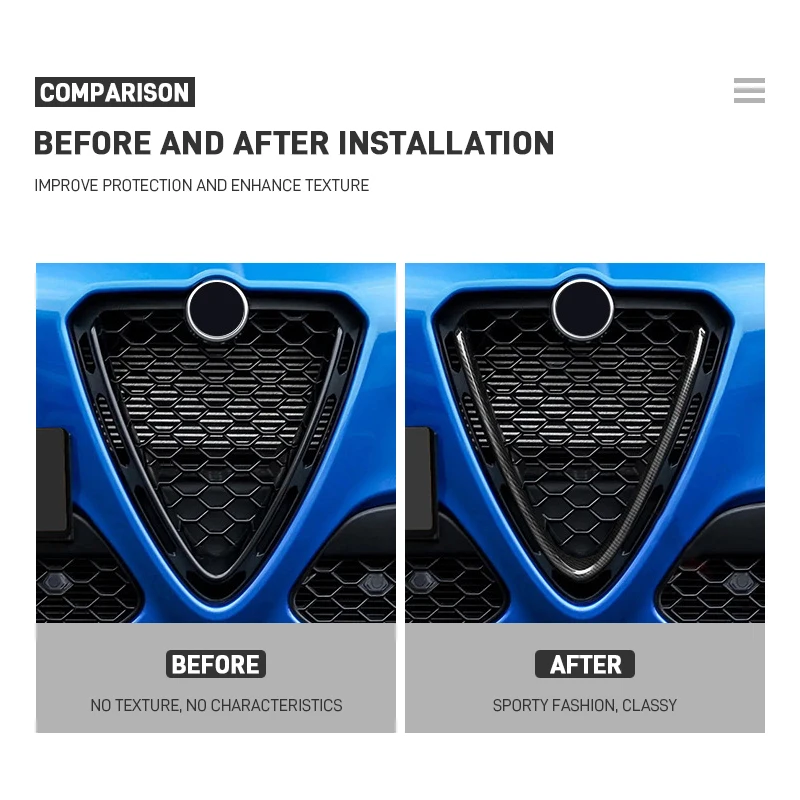 سيارة الجبهة شواء الخامس شكل الديكور غطاء إطاري الكسوة ل ألفا روميو جوليا 2017 2018 2019 ريال ألياف الكربون الخارجي اكسسوارات