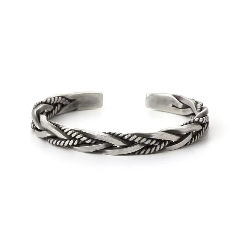 Fried Dough Twists weavingS925 Silver Pattern Simple Bracelet Women's Pure Silver Party Gift Fashionable and Personalized