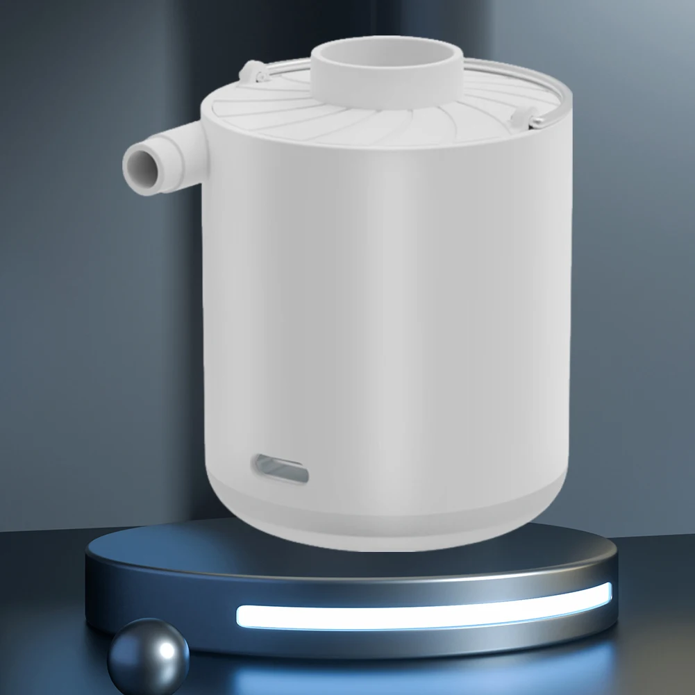 Luchtmatraspomp USB oplaadbare inflatorpomp met 5-spuitmonden Luchtblazer met LED-licht voor zwemring Zwembad Drijft Luchtbed