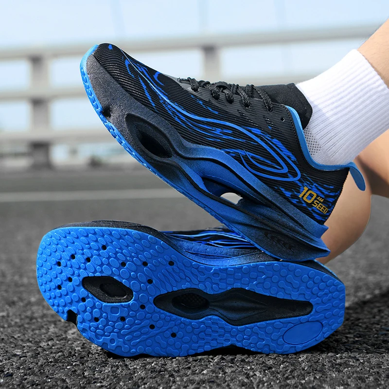 Herren-Freizeitsportschuhe, trendige Laufschuhe mit Tiger-Muster, Sportschuhe mit hohler Dämpfungsoptik, leichte, atmungsaktive Laufschuhe aus Mesh-Material, rutschfest und abriebfest, ideal für Jugendliche, Campus-Marathon-Training und Outdoor-Aktivitäten. – Detail 3