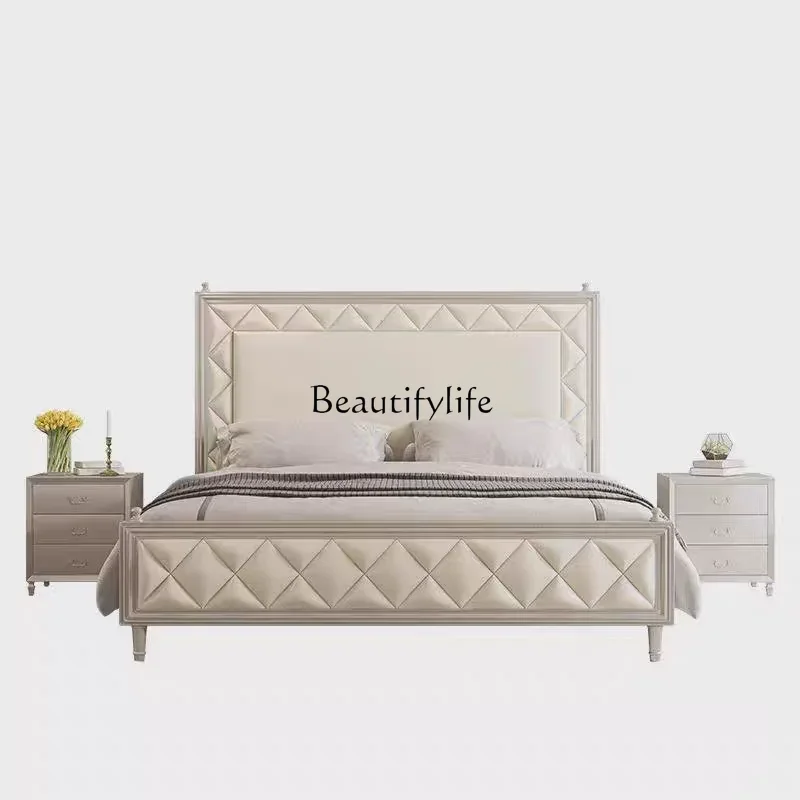 

FG10American light luxury cream style solid wood bed modern simple master bedroom double bed