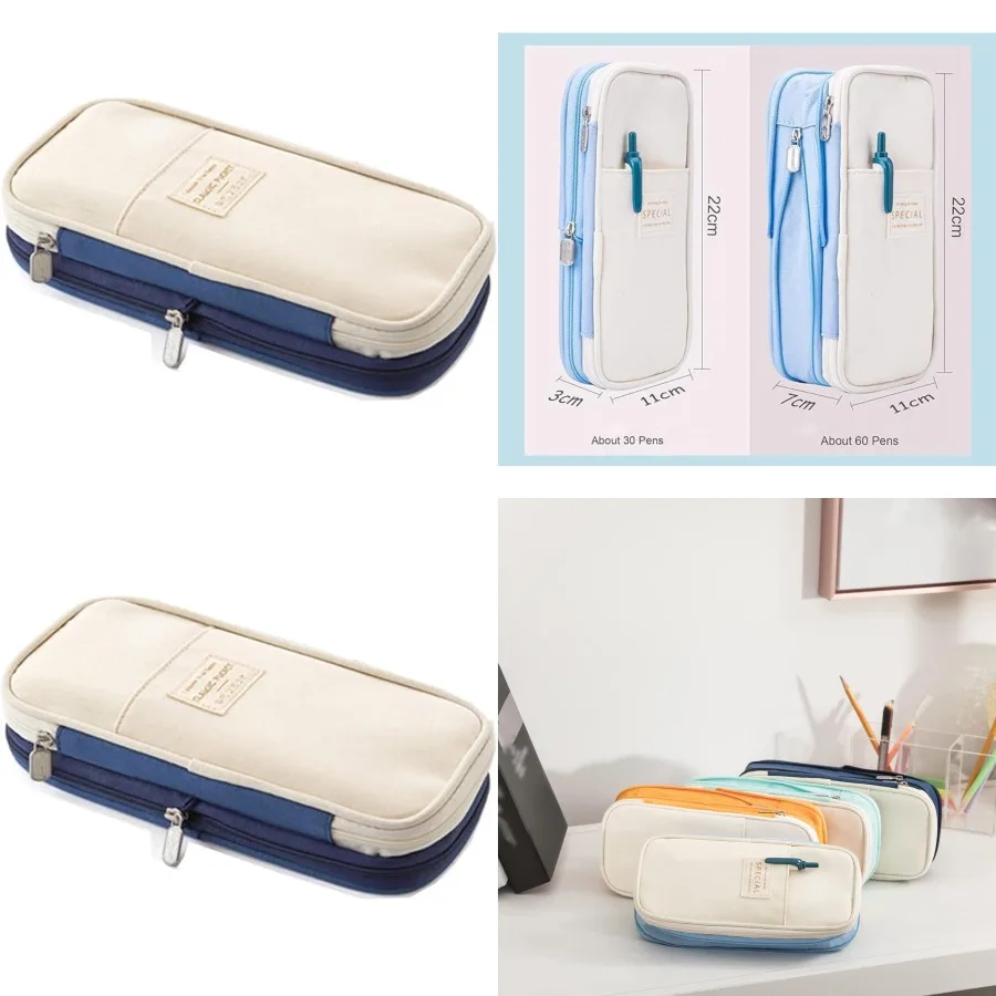 

Large Storage Pencil Case with Zipper for Office and Travel Use: Big Capacity Pouch Organizer for Pens Stationery and Accessori