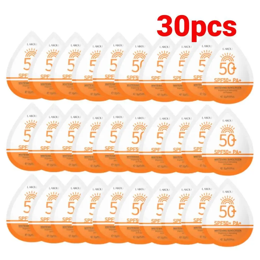 

30pcs*2g Mini Sunscreen Travel Size Waterproof Sweatproof SPF50+ PA+ Facial Sunscreens For Face Beach Sun Screen Protector