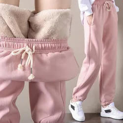 Women Loose Sweatpants Fleece Harem Pants High Waist Drawstring Joggers Trousers Thicken Warm Sports Baggy Joggers Tracksuits