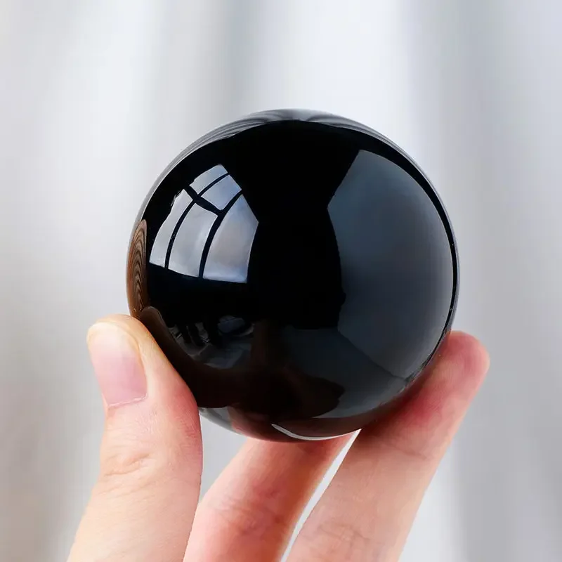 Natural Black Obsidian Sphere Healing Crystal Magic Ball Reiki Stones feng shui Sphere Collectibles Home Decor Without Base