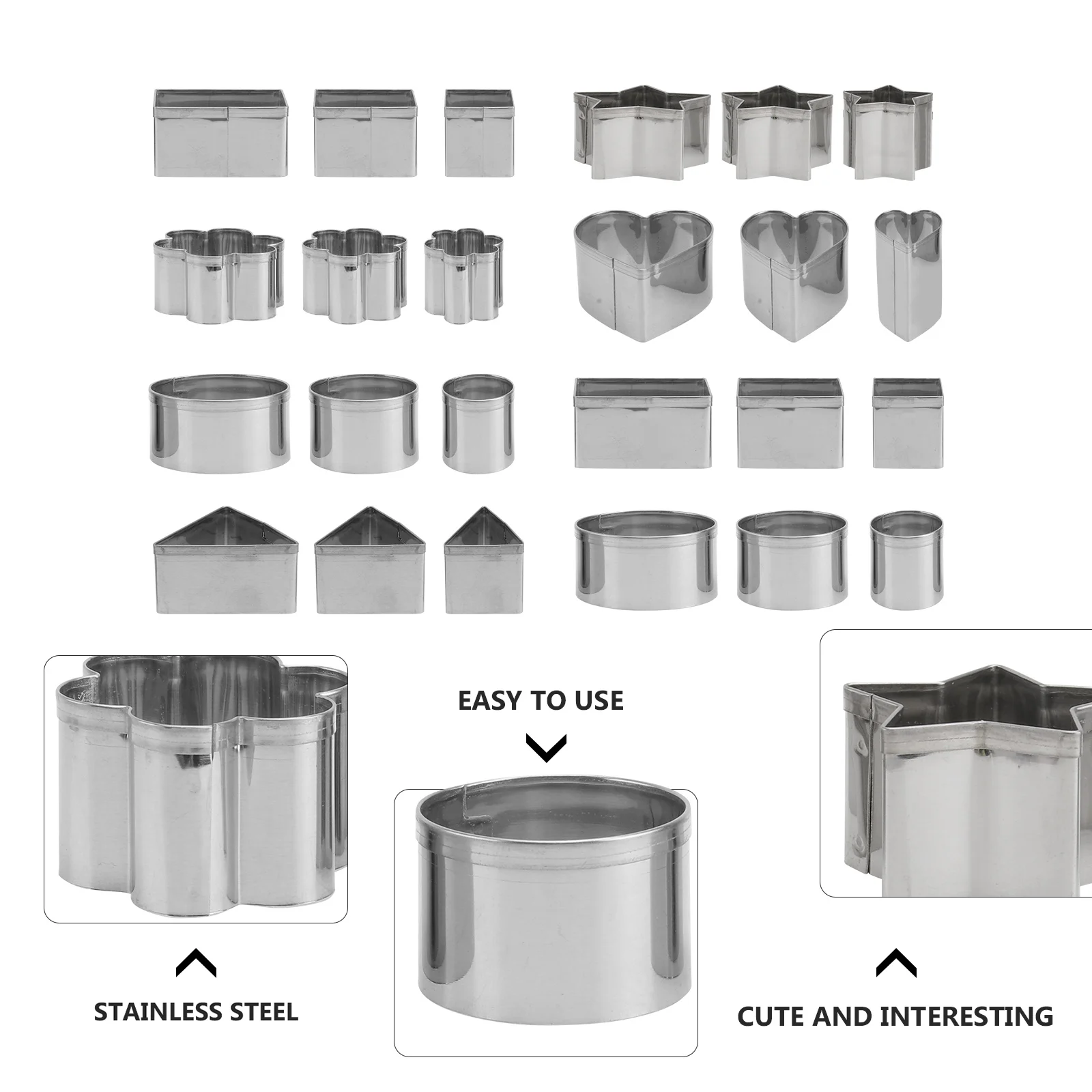 

24 Pcs Stainless Steel Cookie Cutters Baking Mold Non Stick Rectangle Shape Multipurpose Tools Pastry Set