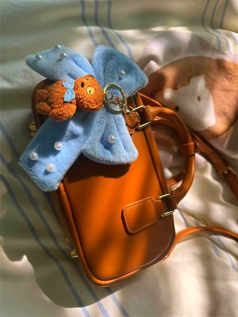 Beijing Movie Park Special Series: Large Yellow Man & Lady Tim Plush Bear Handbag with Handle and Adjustable Shoulder Strap