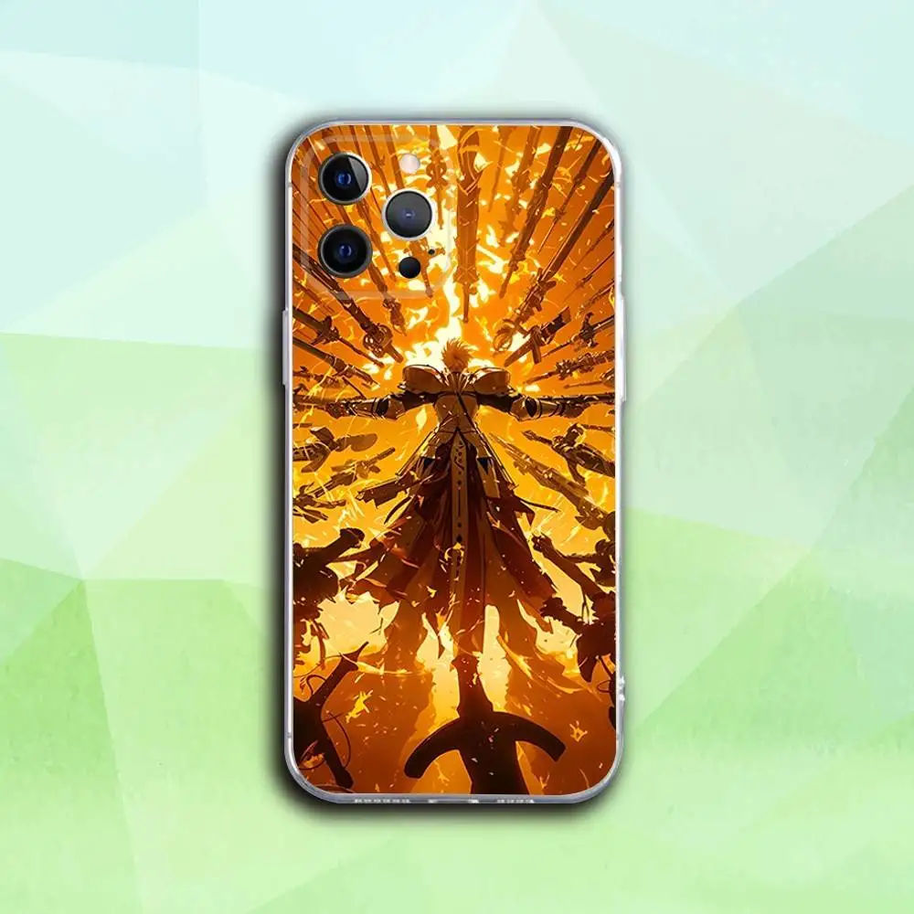 F-Fate Anime Stay Night Phone Case For iPhone 17,16,15,14,13,12,11 Pro,Max,Plus,X,XS,XR,SE4,E Mini Transparent Soft Cover