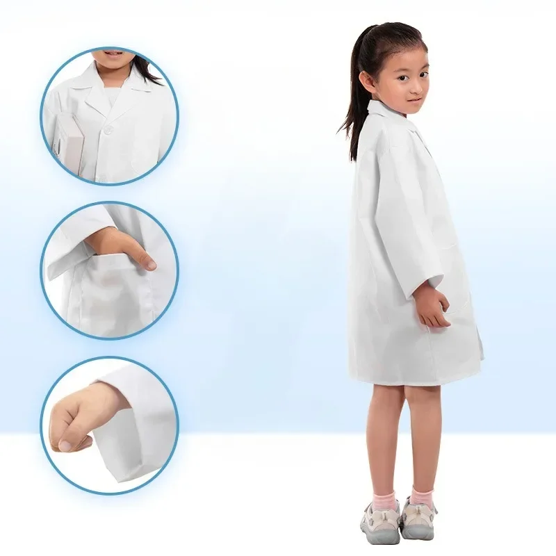 Primary School Long-sleeved Professional Costume Play Doctor Science Lab Clothes Fashion Interesting Children's White Coat