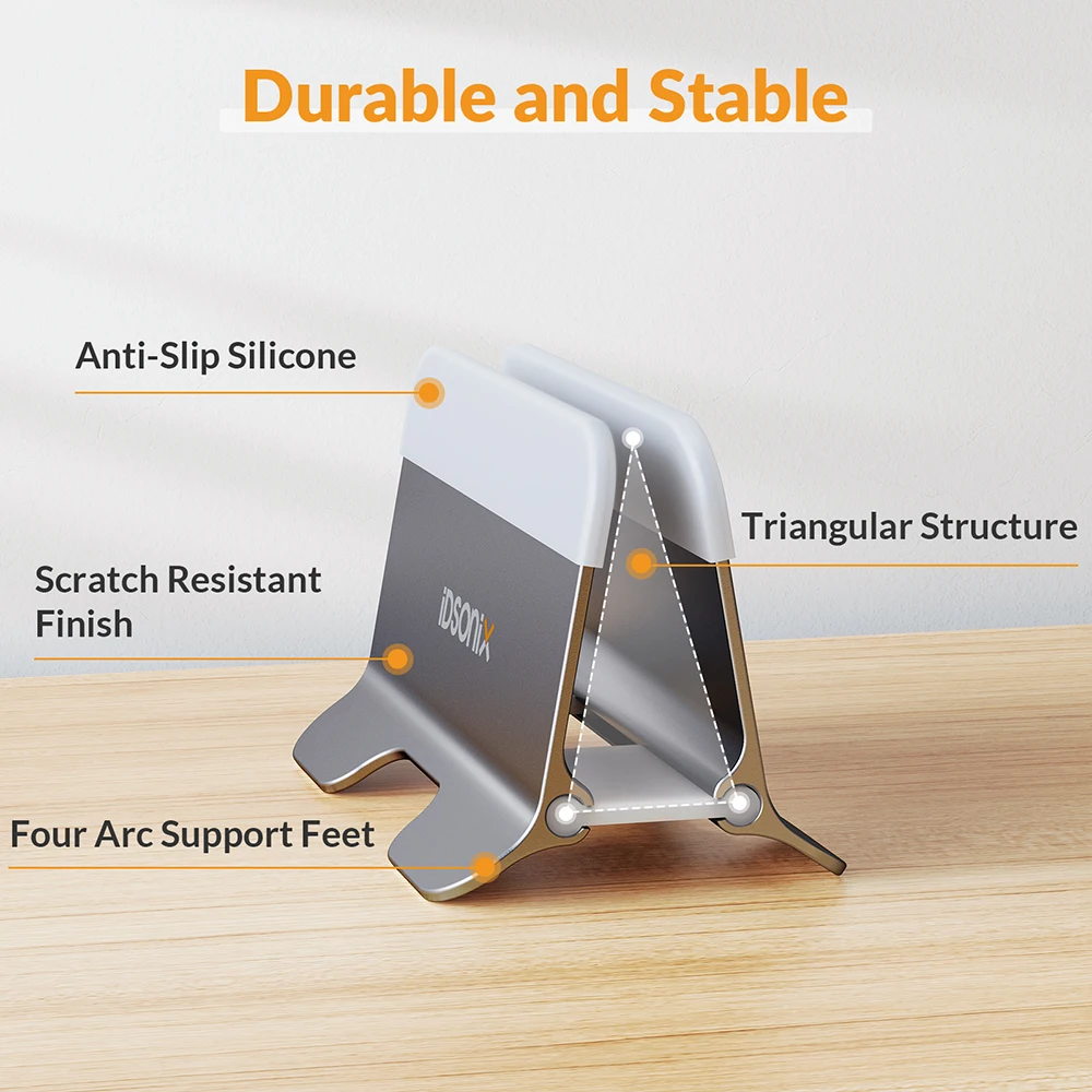 iDsonix Laptop Vertical Stand Desktop Gravity Holder Save Space Aluminum Alloy Anti-Slip Stand for iPad Macbook Air Pro Tablet