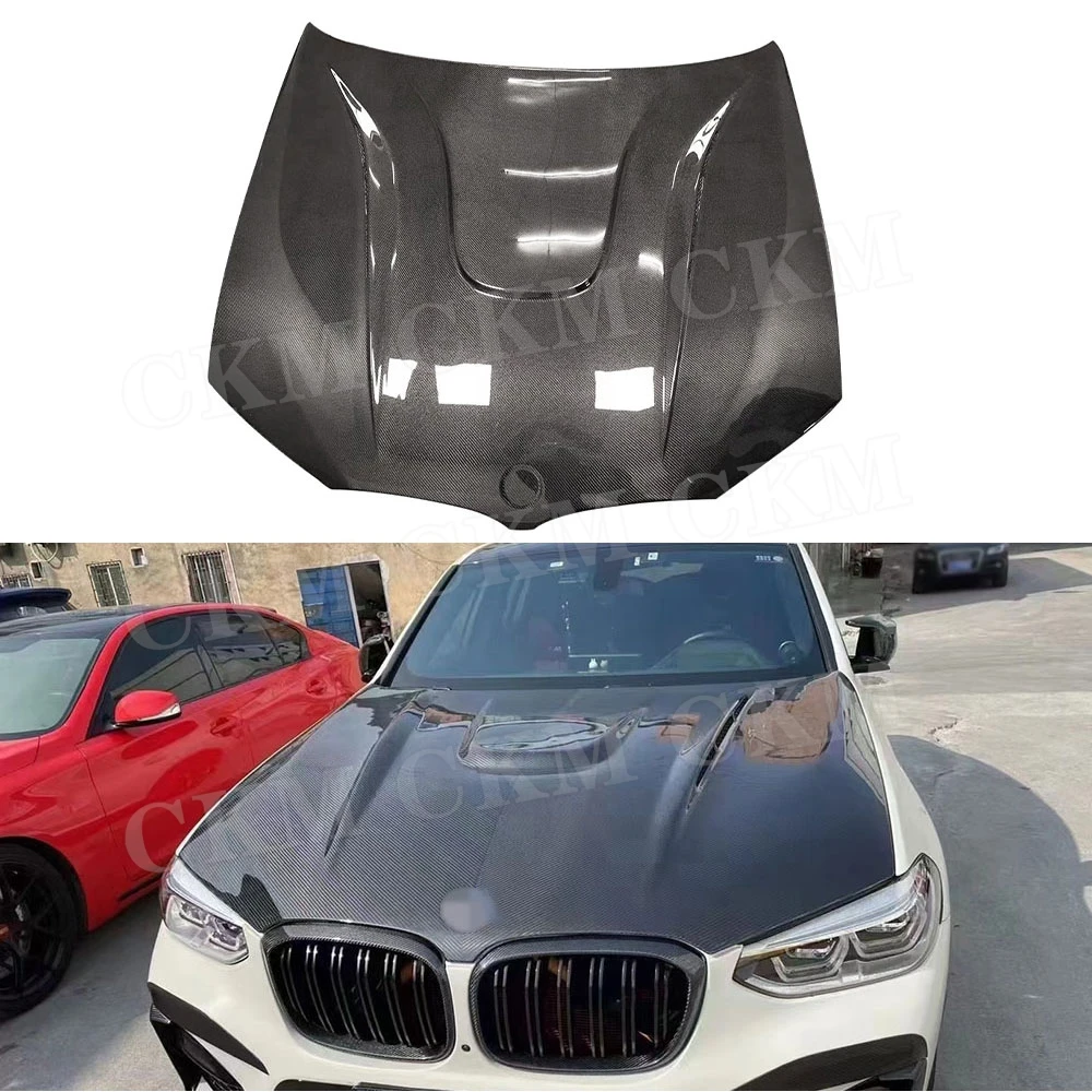 

CKMUUER Car Hood Body Kits for BMW X3 G01 X4 G02 F97 X3M F98 X4M 2019+ Carbon Fiber Front Engine Hood Cover Bonnet Cap