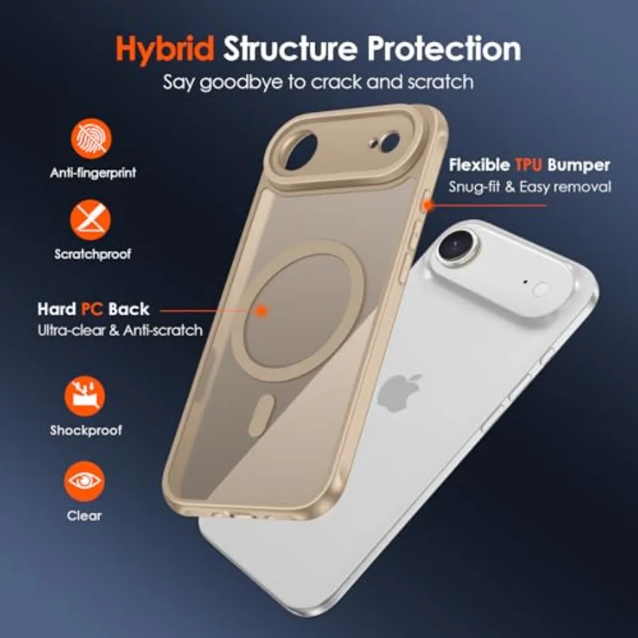 حافظة مغناطيسية لهاتف iPhone Air 6.5 بوصة مع حماية من الدرجة العسكرية وتوافق Magsafe بطول 15 قدم وشفافة بلوري #3