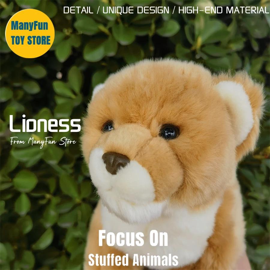 Realistic Lioness Plush Toy High Fidelity Lion Plushie Female Lion Peluche Lifelike Stuffed Animals Doll Kawai Toys Gifts Kids