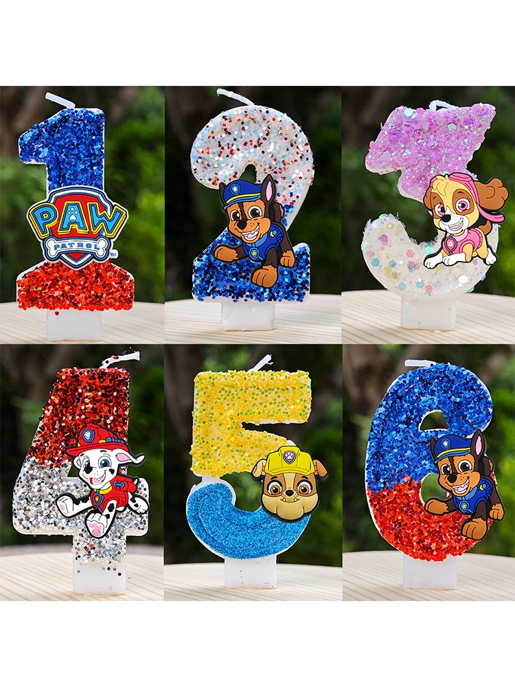 Paw Patrol Kerze 0-9 Zahlenkerze Paw Patrol Cartoon Charakter Party Kuchen Plug-in Geburtstagstorte Dekoration Babyparty Geschenk