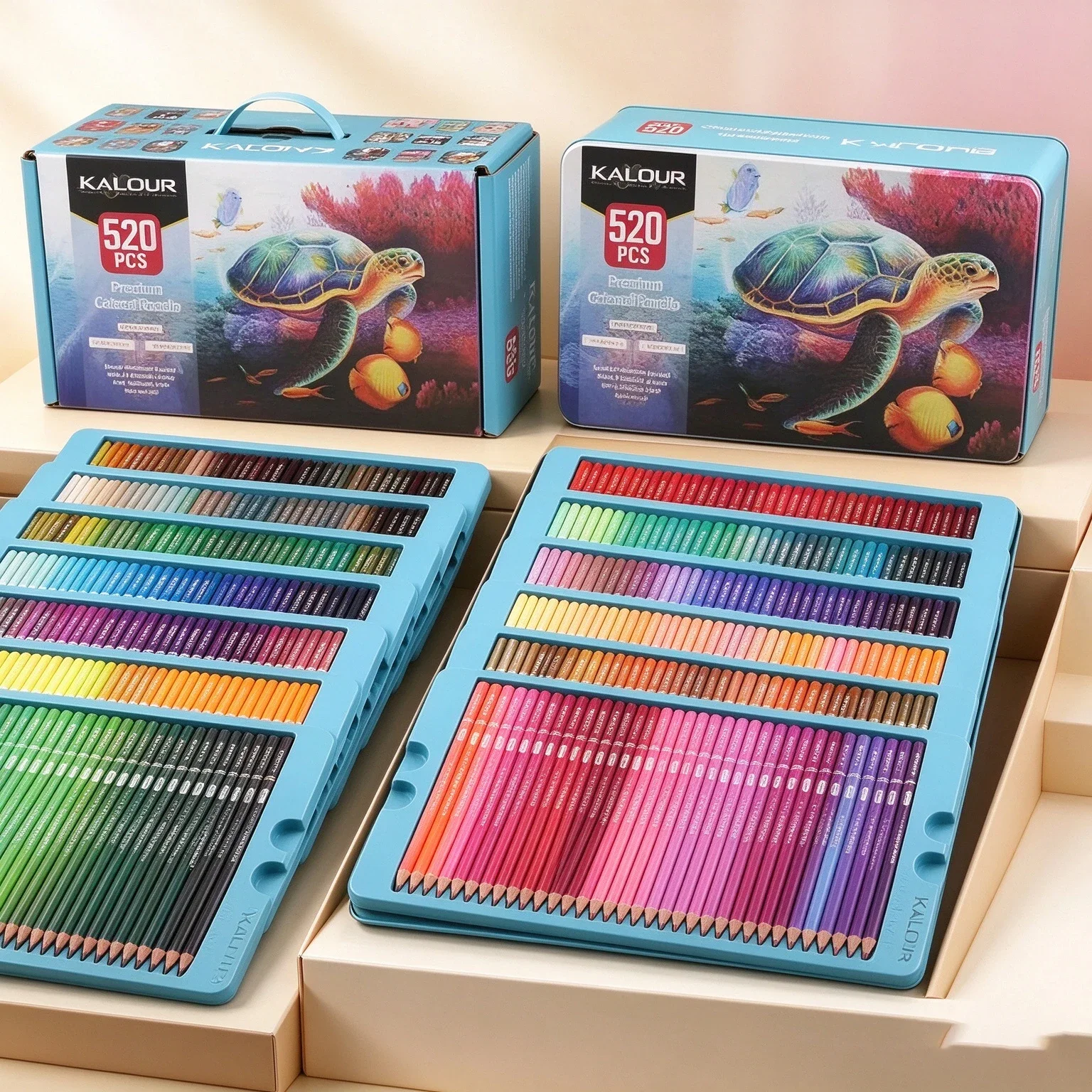 Kalour 520 Colors Oily Colored Pencil Set, Wood Art Drawing Pencils for Artists Sketching Painting, School Stationery Supplies